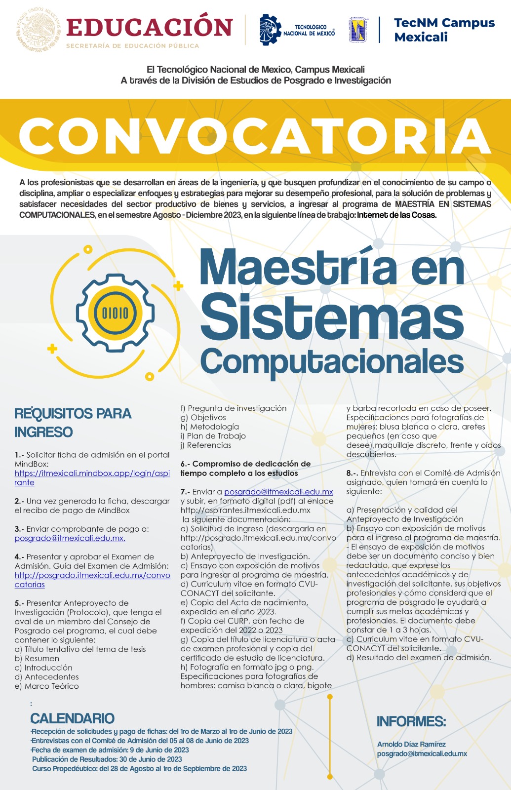 Convocatoria Nuevo Ingreso 2023-2 MSC